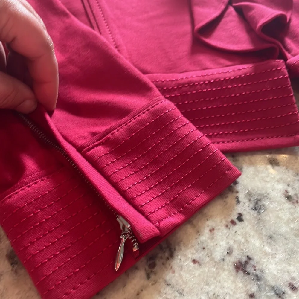 White House Black Market Red Ruffle Jacket - Picture 2 of 8